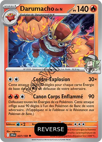 Carte Pokémon Darumacho de N  Reverse n°027 de la série Aventures Ensemble