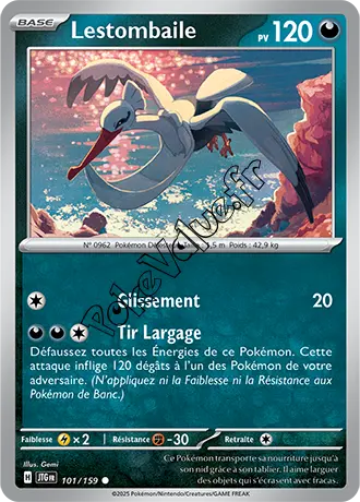 Carte Pokémon Lestombaile  n°101 de la série Aventures Ensemble