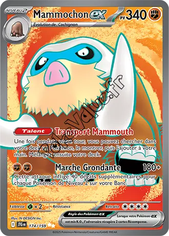 Carte Pokémon Mammochon ex  n°174 de la série Aventures Ensemble