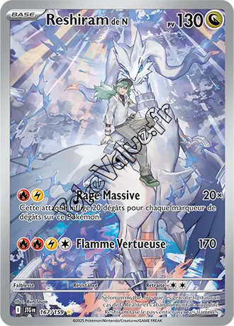 Carte Pokémon Reshiram de N  n°167 de la série Aventures Ensemble