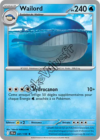 Carte Pokémon Wailord  n°041 de la série Aventures Ensemble
