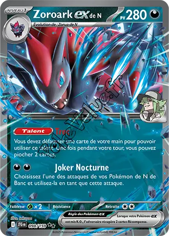 Carte Pokémon Zoroark ex de N  n°098 de la série Aventures Ensemble