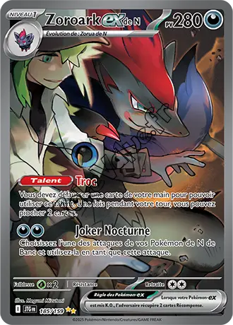 Carte Pokémon Zoroark ex de N  n°185 de la série Aventures Ensemble