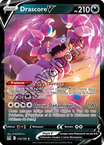 Carte Pokémon Drascore V  n°118 de la série Origine Perdue