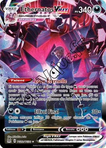 Carte Pokémon Éthernatos VMAX  n°TG22 de la série Origine Perdue