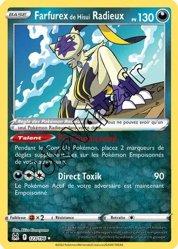 Carte Pokémon Farfurex de Hisui Radieux  n°123 de la série Origine Perdue
