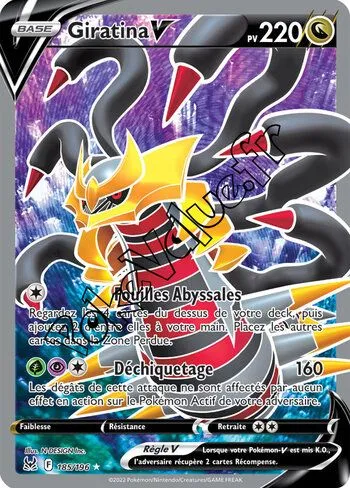 Carte Pokémon Giratina V n°185 de la série Origine Perdue