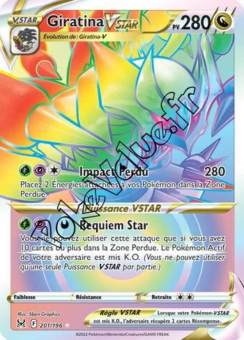 Carte Pokémon Giratina VSTAR n°201 de la série Origine Perdue