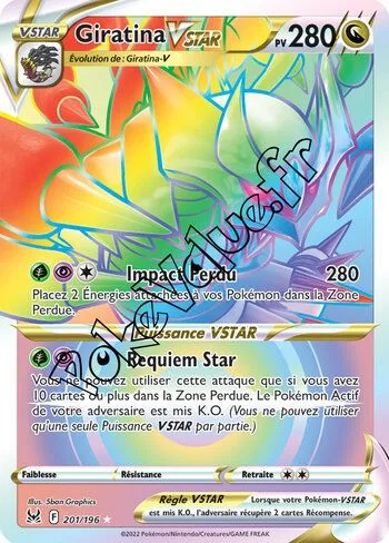 Carte Pokémon Giratina VSTAR  n°201 de la série Origine Perdue