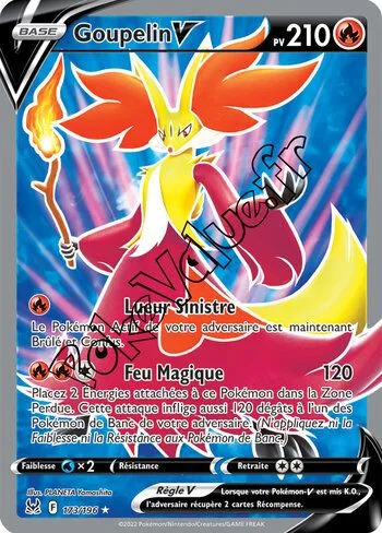 Carte Pokémon Goupelin V  n°173 de la série Origine Perdue