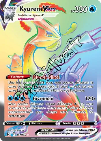 Carte Pokémon Kyurem VMAX  n°197 de la série Origine Perdue