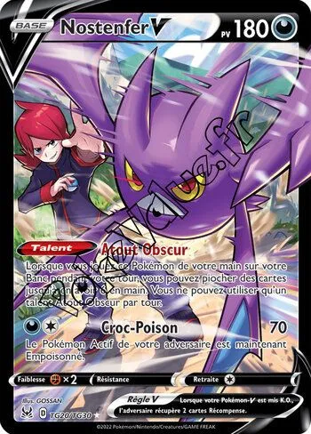 Carte Pokémon Nostenfer V  n°TG20 de la série Origine Perdue