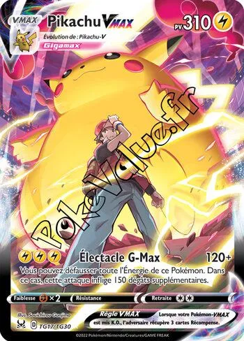 Carte Pokémon Pikachu VMAX  n°TG17 de la série Origine Perdue
