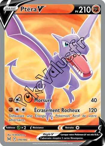 Carte Pokémon Ptéra V  n°179 de la série Origine Perdue