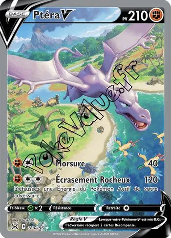 Carte Pokémon Ptéra V  n°180 de la série Origine Perdue