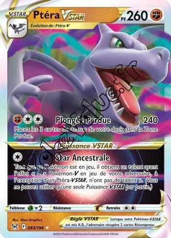 Carte Pokémon Ptéra VSTAR n°093 de la série Origine Perdue