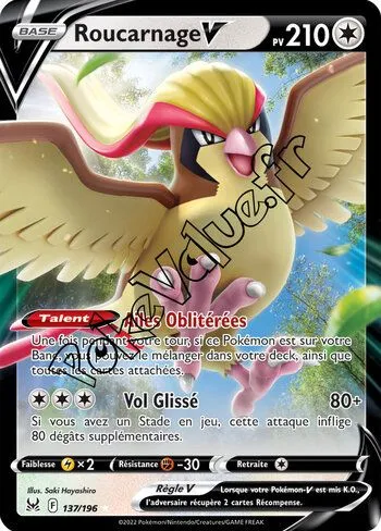Carte Pokémon Roucarnage V  n°137 de la série Origine Perdue