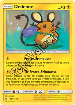 Carte Pokémon Dedenne  n°84 de la série Tonnerre Perdu