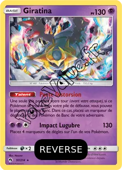 Carte Pokémon Giratina  Reverse n°97 de la série Tonnerre Perdu
