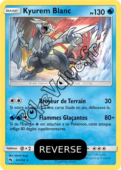 Carte Pokémon Kyurem Blanc Reverse n°63 de la série Tonnerre Perdu