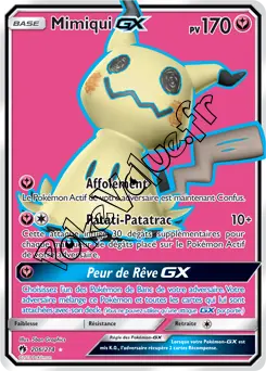 Carte Pokémon Mimiqui GX  n°206 de la série Tonnerre Perdu