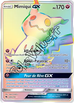 Carte Pokémon Mimiqui GX  n°226 de la série Tonnerre Perdu