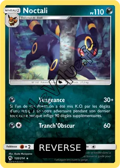 Carte Pokémon Noctali Reverse n°120 de la série Tonnerre Perdu