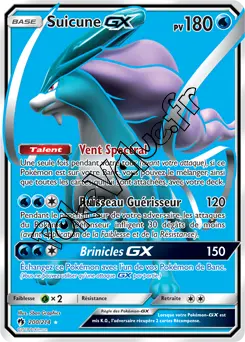 Carte Pokémon Suicune GX  n°200 de la série Tonnerre Perdu