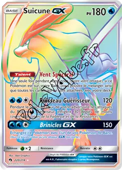 Carte Pokémon Suicune GX  n°220 de la série Tonnerre Perdu