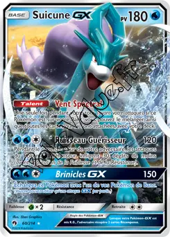 Carte Pokémon Suicune GX  n°60 de la série Tonnerre Perdu