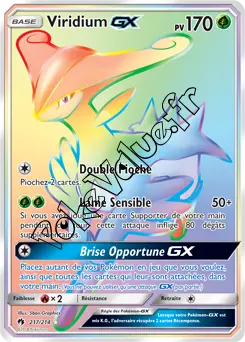 Carte Pokémon Viridium GX n°217 de la série Tonnerre Perdu