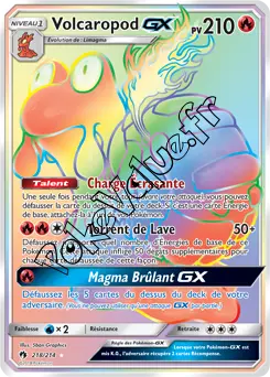 Carte Pokémon Volcaropod GX n°218 de la série Tonnerre Perdu