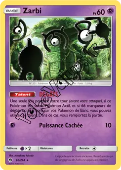 Carte Pokémon Zarbi n°90 de la série Tonnerre Perdu