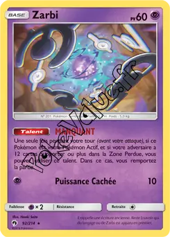 Carte Pokémon Zarbi n°92 de la série Tonnerre Perdu
