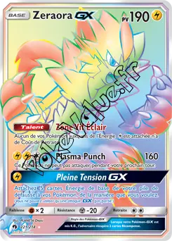 Carte Pokémon Zeraora GX  n°221 de la série Tonnerre Perdu
