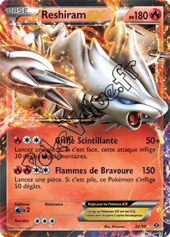 Carte Pokémon Reshiram EX  n°22 de la série Destinées Futures