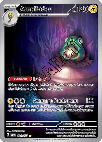 Carte Pokémon Ampibidou  n°201 de la série Flammes Obsidiennes
