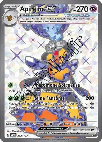 Carte Pokémon Apireine ex  n°212 de la série Flammes Obsidiennes