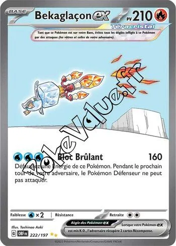 Carte Pokémon Bekaglaçon ex  n°222 de la série Flammes Obsidiennes