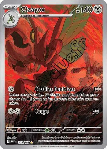Carte Pokémon Cizayox  n°205 de la série Flammes Obsidiennes