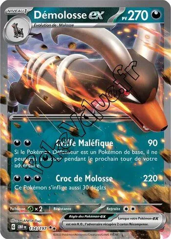 Carte Pokémon Démolosse ex  n°134 de la série Flammes Obsidiennes