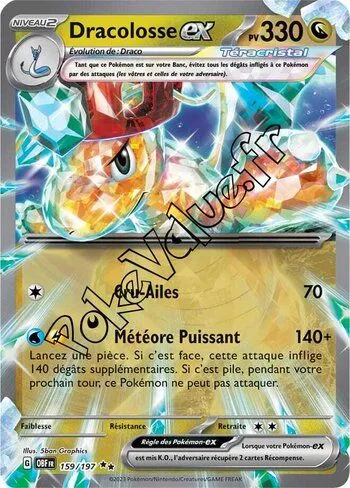 Carte Pokémon Dracolosse ex  n°159 de la série Flammes Obsidiennes