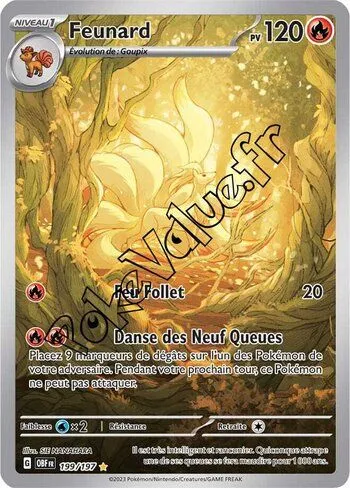 Carte Pokémon Feunard  n°199 de la série Flammes Obsidiennes
