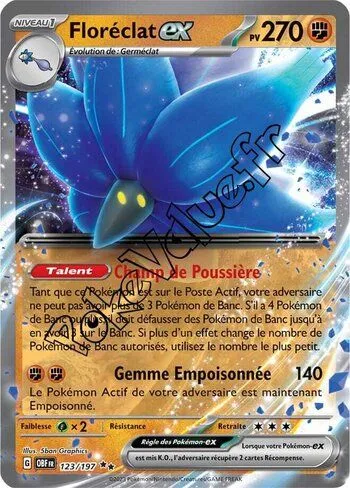 Carte Pokémon Floréclat ex  n°123 de la série Flammes Obsidiennes