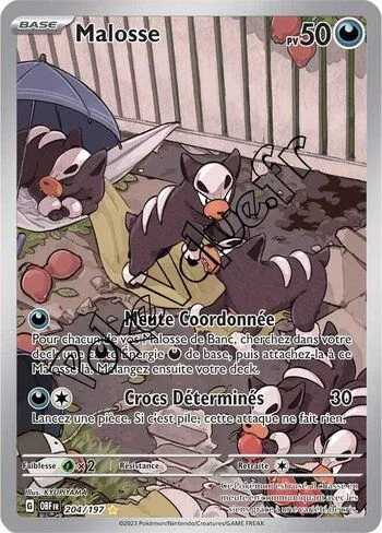 Carte Pokémon Malosse  n°204 de la série Flammes Obsidiennes