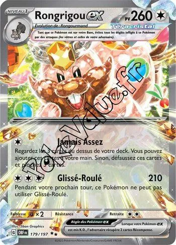 Carte Pokémon Rongrigou ex  n°179 de la série Flammes Obsidiennes