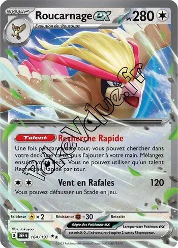 Carte Pokémon Roucarnage ex  n°164 de la série Flammes Obsidiennes