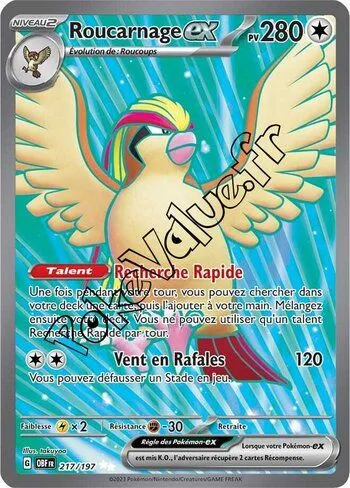 Carte Pokémon Roucarnage ex  n°217 de la série Flammes Obsidiennes