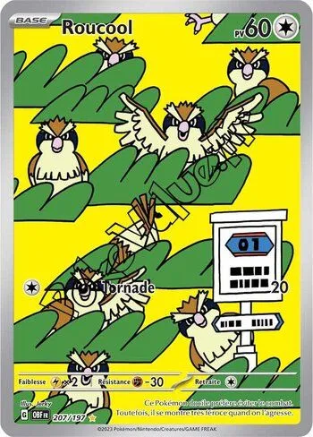 Carte Pokémon Roucool  n°207 de la série Flammes Obsidiennes