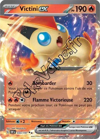Carte Pokémon Victini ex  n°033 de la série Flammes Obsidiennes